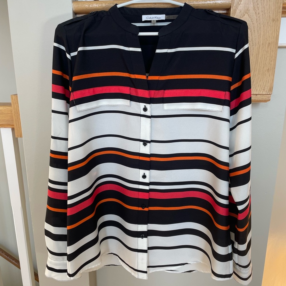 Calvin Klein Striped Loose Button Down Shirt Size M